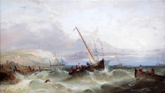 William Henry Williamson (1820-1883) Fishing boats off the coast, 7.5 x 13.5in.